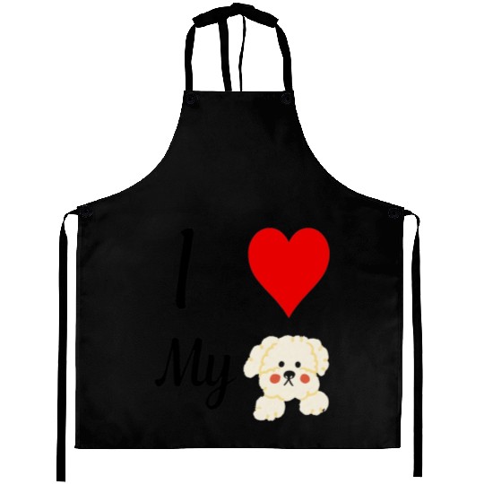 I love my dog ,dogs lover , Heart , cute dog Aprons