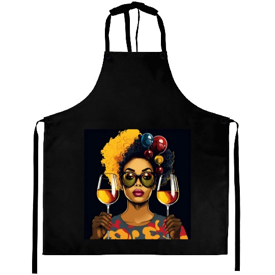 African Elegance Wine Lady Aprons