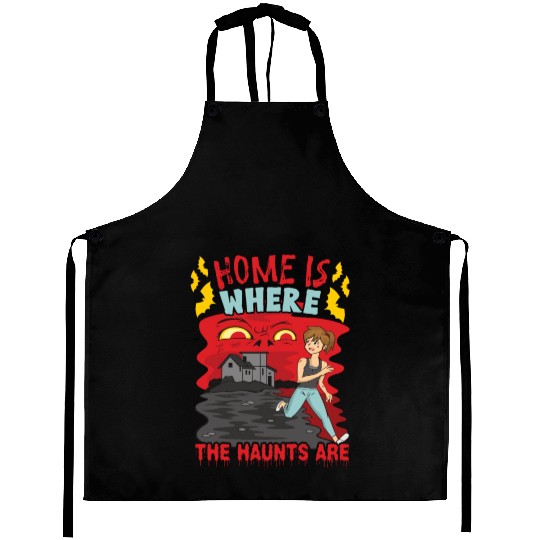 Horror Paranormal Haunted House Spooky Halloween Aprons
