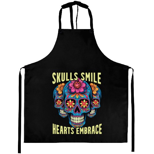 Dia De Los Muertos Sugar Skull Mexican Holiday Aprons