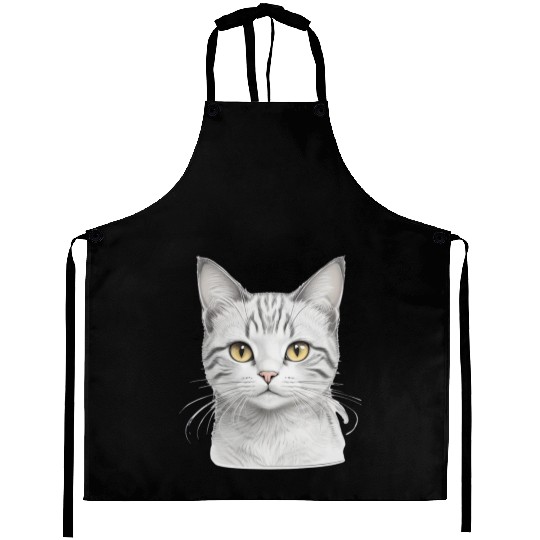 Aesthetic Cute Kitty Realisting Sketch Aprons