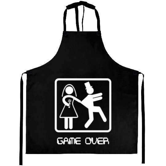 Game Over Video Gamer Bachelor Wedding Groom Aprons