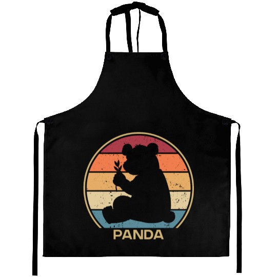 Retro Panda Bear Friend Ailuropoda Melanoleuca Aprons