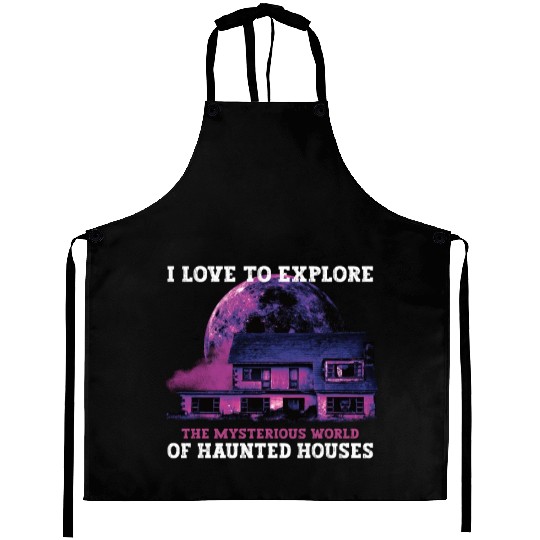 Horror Paranormal Haunted House Spooky Halloween Aprons