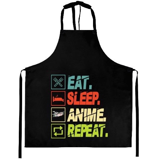 Eat Sleep Anime Repeat Ramen Kawaii Japanese Manga Aprons
