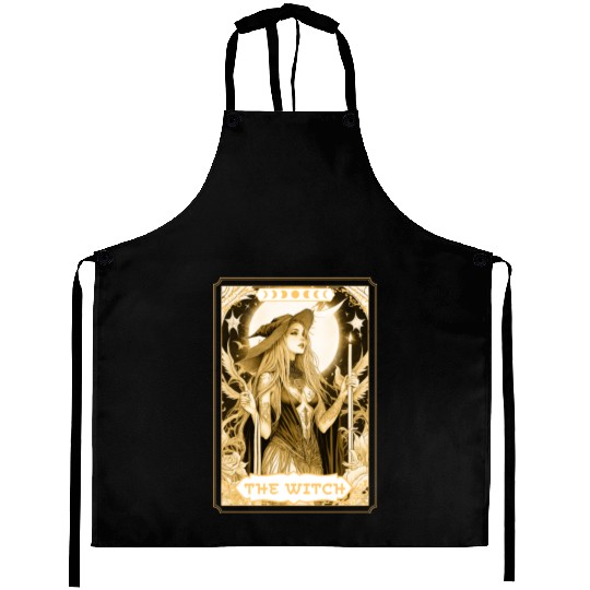Dark Witch Tarot Card Magic Boho Mystic Celestial Aprons