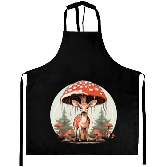 Cottagecore Aesthetic Mushroom Deer Aprons