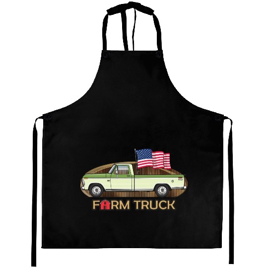 Farm Truck Light Green Aprons