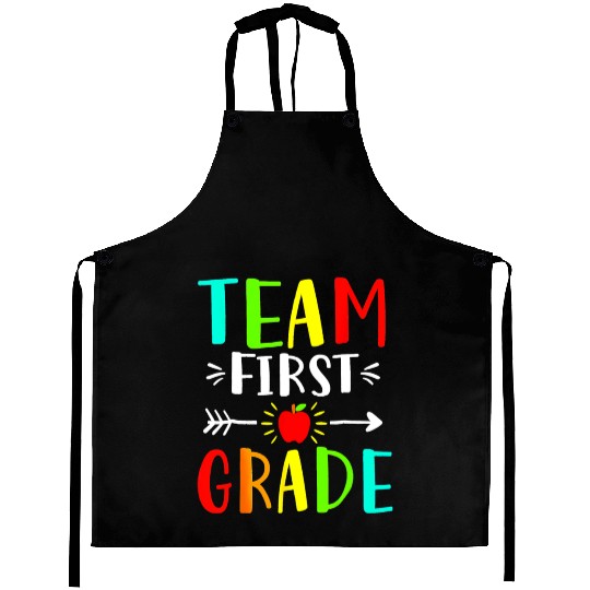 Team First Grade Student Teacher Team Funny Back Aprons