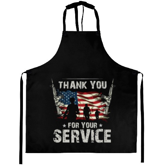 Thank You For Your Service US Flag Veterans Day Aprons