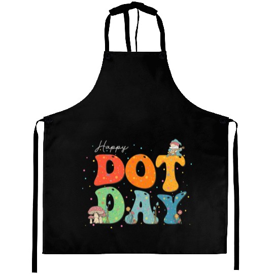 Happy Dot Day Hippie Flowers Gnome Mushroon Groovy Aprons