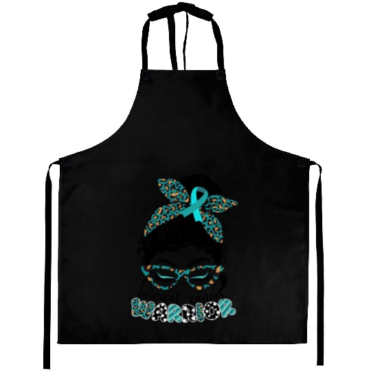 Cervical Cancer Warrior Messy Bun Girl Design Aprons