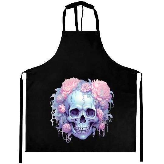 Pastel Goth Floral Skull Aprons