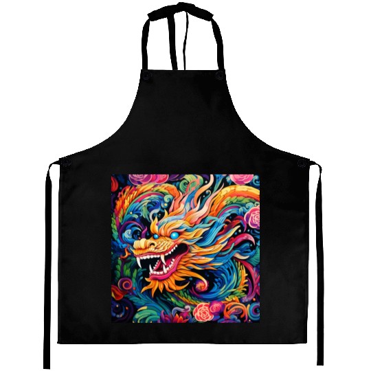 dragon pattern circle pentel color Aprons