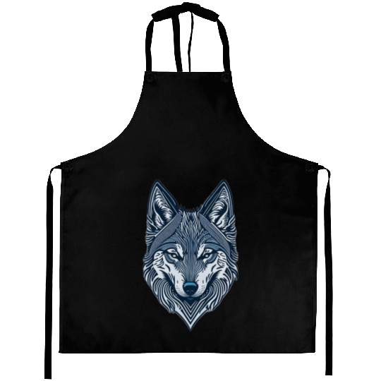 Beautiful wolf face Aprons