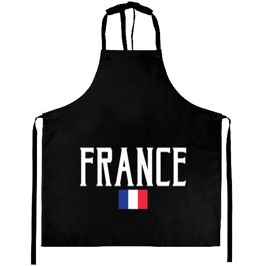 France Flag White Text Aprons