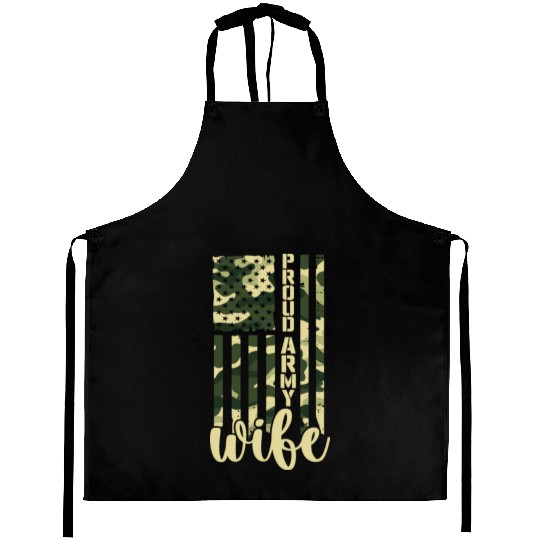 Proud Army Wife American Soldier US Flag Military Aprons