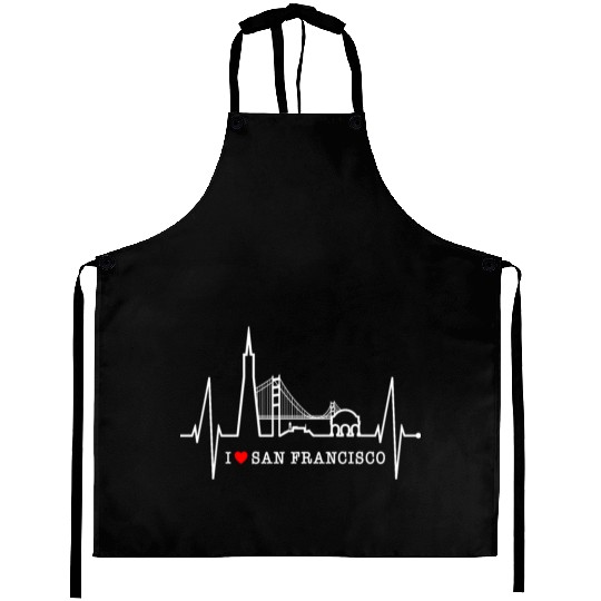San Francisco Skyline Heartbeat California Lover Aprons