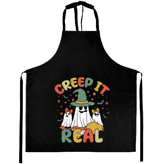 Retro Vintage Ghost Lazy Creepy Halloween Aprons