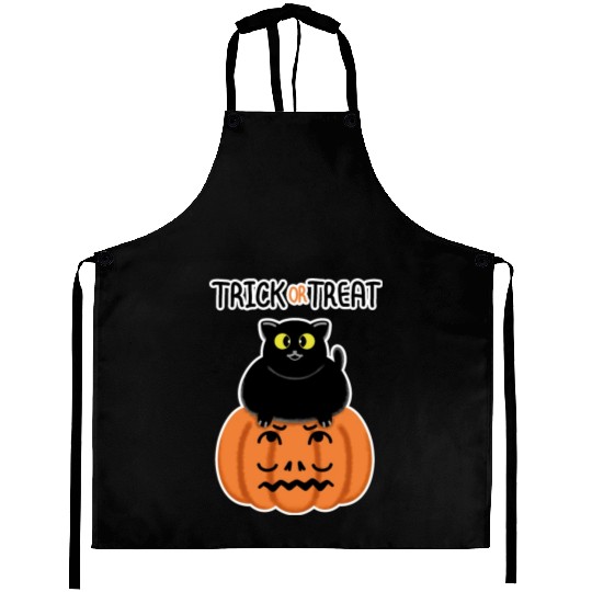 Trick or Treat Black lucky cat with sweetest eyes. Aprons