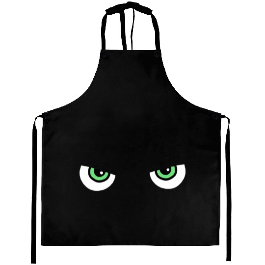 Black Cat Green Eyes | Halloween Cat Lovers Gift Aprons