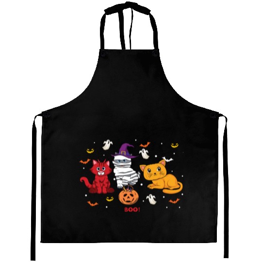 Witch Cats Kitten Funny Lazy Creepy Halloween Aprons