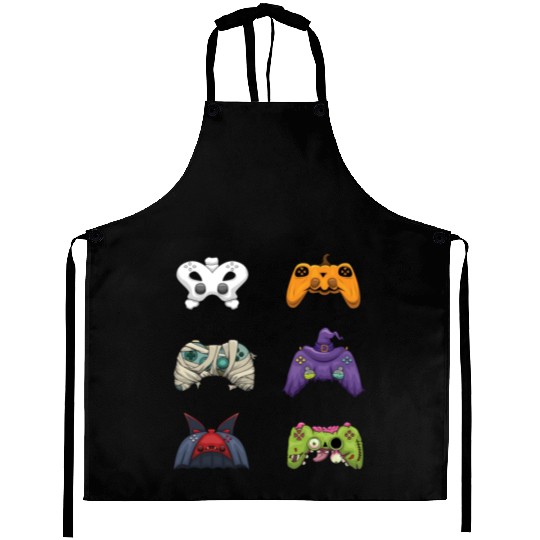 Gaming Gamer Game Controller Lazy Creepy Halloween Aprons