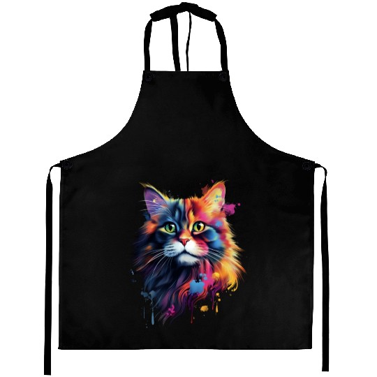 Color Explosion Persian Cat Art Aprons