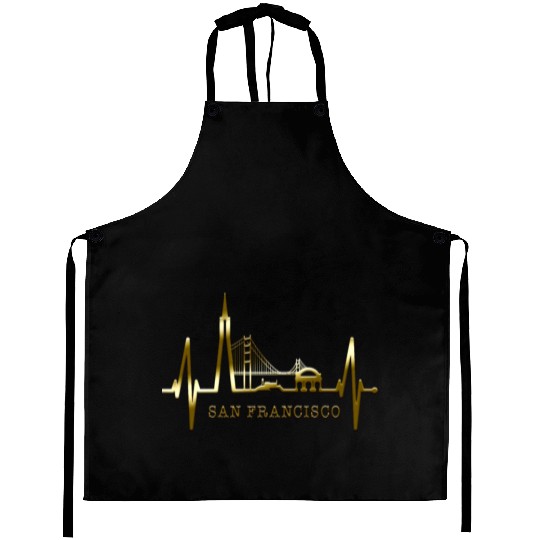 San Francisco Skyline Heartbeat California Lover Aprons