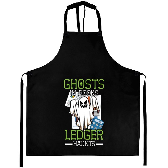 Ghosts in Books Ledger Haunts Accountant Halloween Aprons