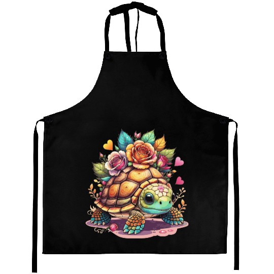 Sweet Turtle among the roses Aprons