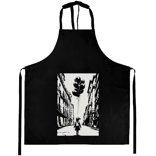 Girl Chasing Balloons Artwork Aprons
