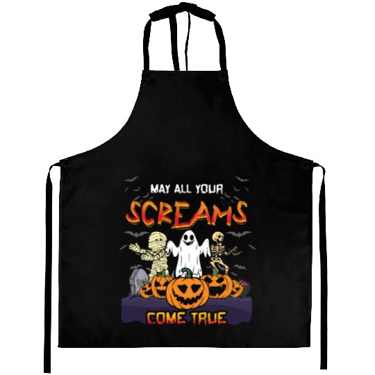 Scary Horror Monsters Skeleton Creepy Halloween Aprons