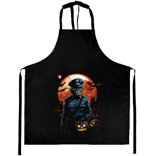 Creepy Zombie Cop Undead Police Halloween Officer Aprons