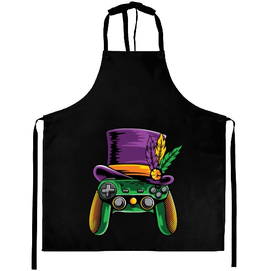 Video Games Controller Mardi Gras Aprons