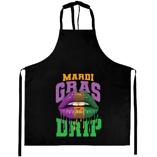 Lips Mardi Gras Drip Aprons