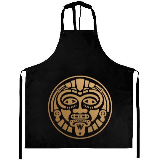 Minimalist Ethnic Mask Logo: Aztec & Mayan Aprons