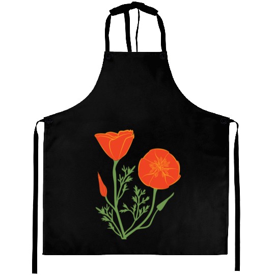 California Poppies on Clear Background Aprons