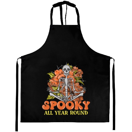 Spooky All Year Skull Happy Halloween Aprons
