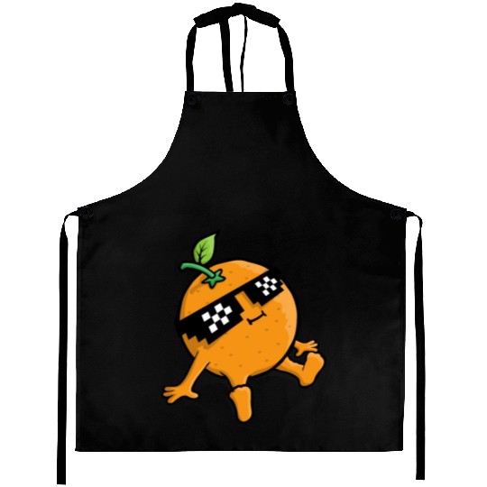 Cool Relaxing Orange Fruit Pixel Sunglasses Face Aprons