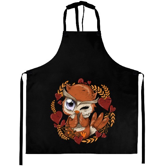 Animal Wise Bird Heart Gift Cute Owl Aprons