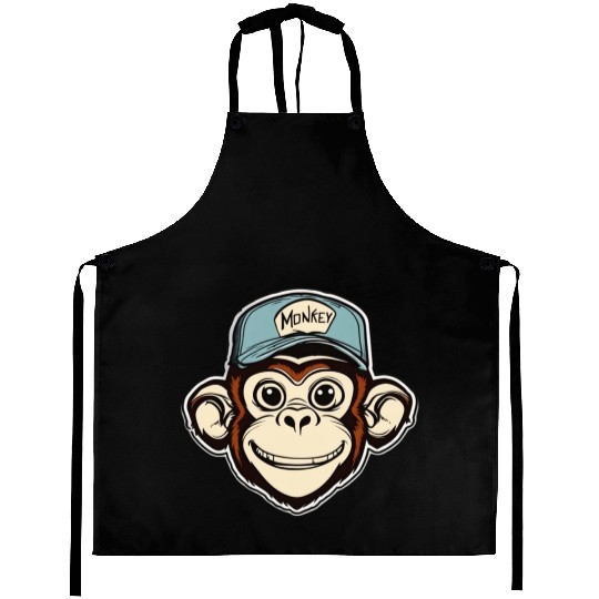 Monkey Crazy Monkey Cool Monkey with Cap Aprons