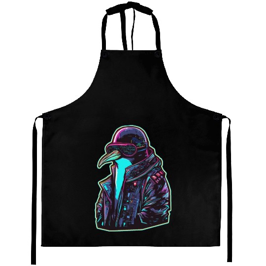 Cyberpunk Penguin Aprons