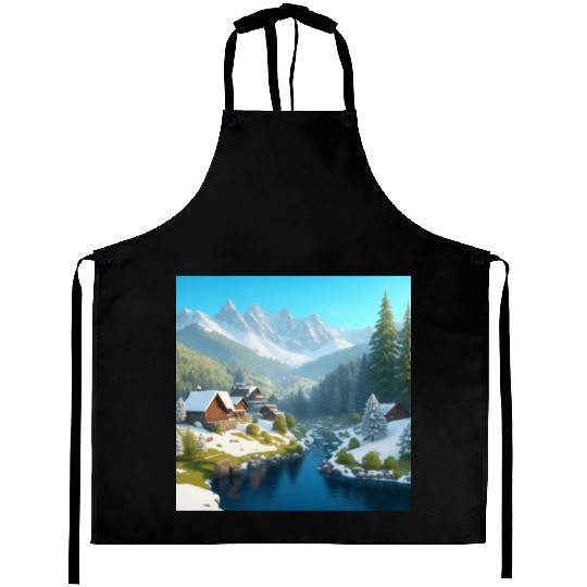 3D Snowy Serenity Aprons