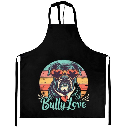 Dog Love Bully Retro Aprons Dog owner Bully lover