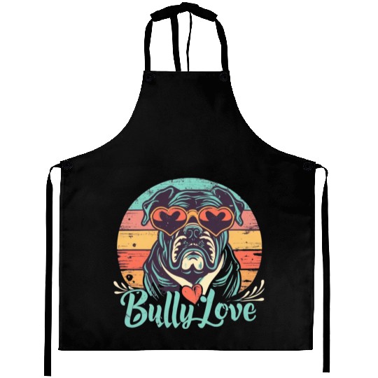 Dog Love Bully Retro Aprons Dog owner Bully lover
