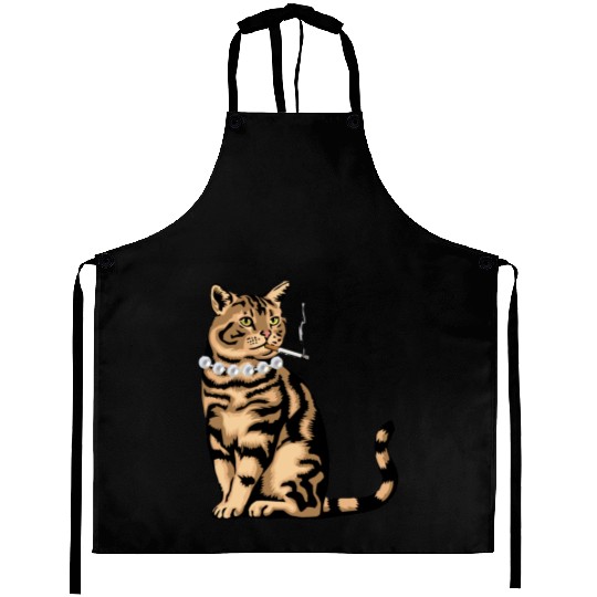 Cat Smoking Aprons