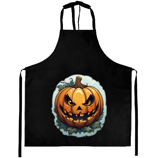 Scary Pumpkin Face I Spooky Halloween Aprons