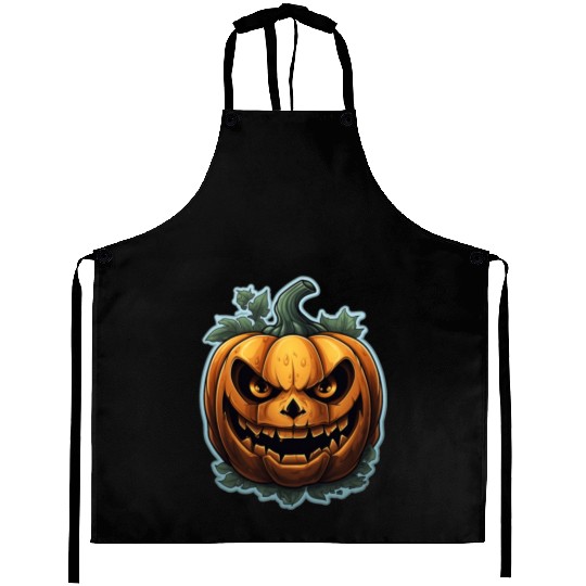 Scary Pumpkin Face I Spooky Halloween Aprons