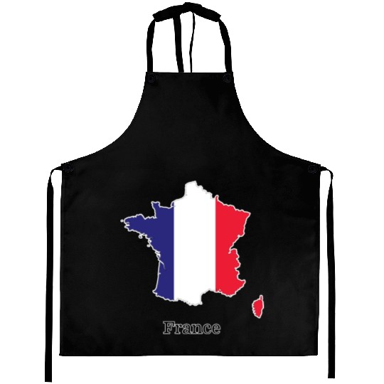 France Flag in Map Souvenir Design Aprons